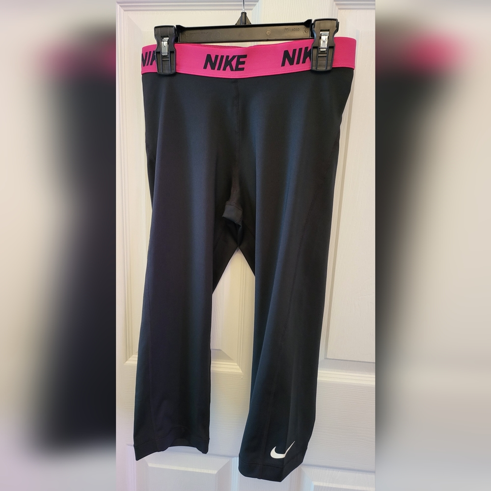 Nike Dri-Fit Black Pink Tight Leggings Women's M Medium Workout Training Yoga